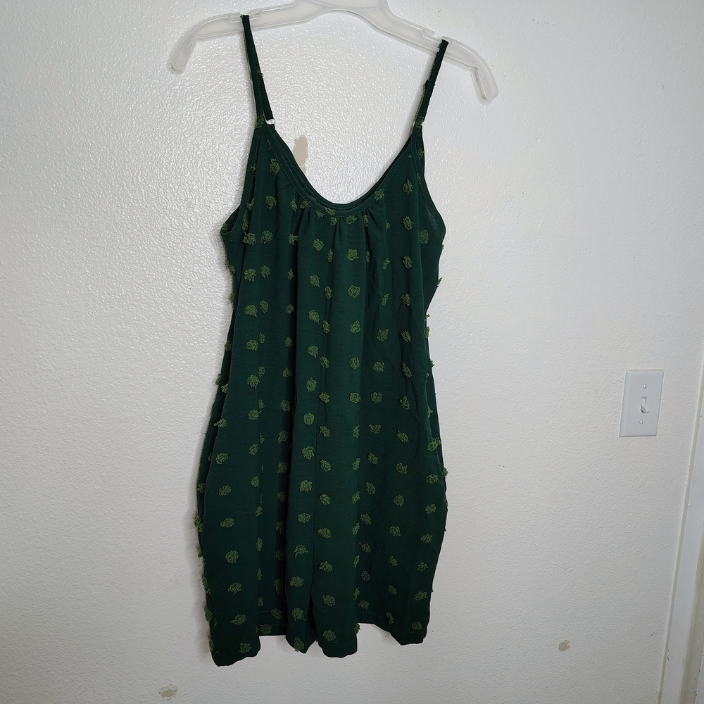 Buauty Women's Green Sleeveless Loose Adjustable Strap Romper with Pockets Sz S